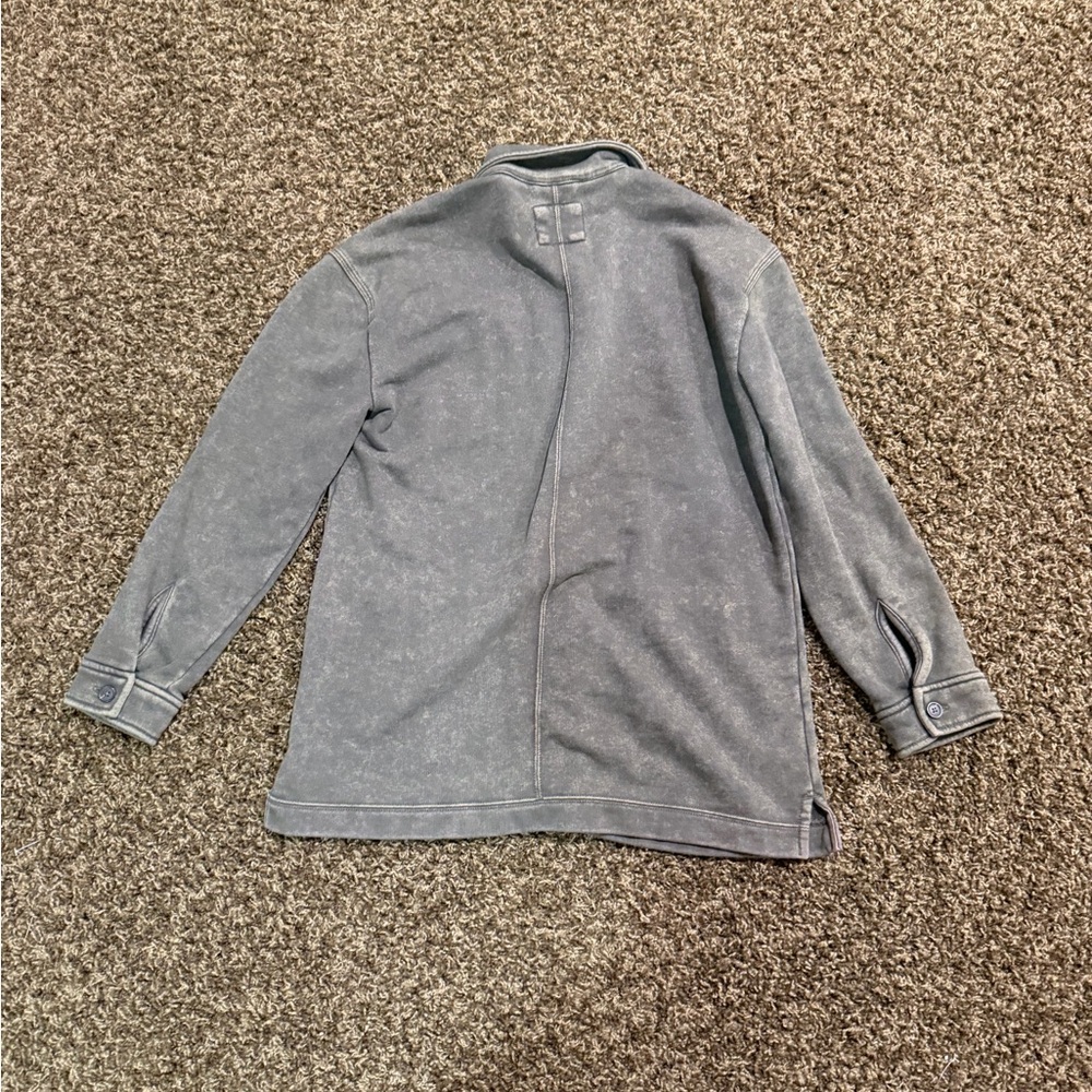 Men's dark green neutral Button-Front sweater with trench coat style - Picture 5 of 5